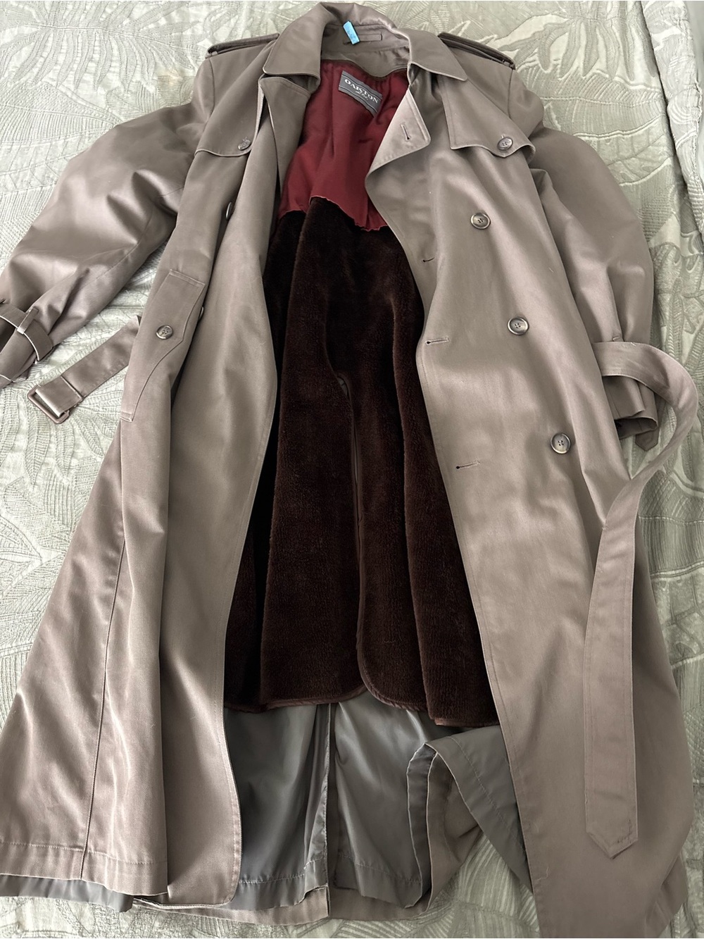 Men's Trench Coat - Taupe with Brown Lining